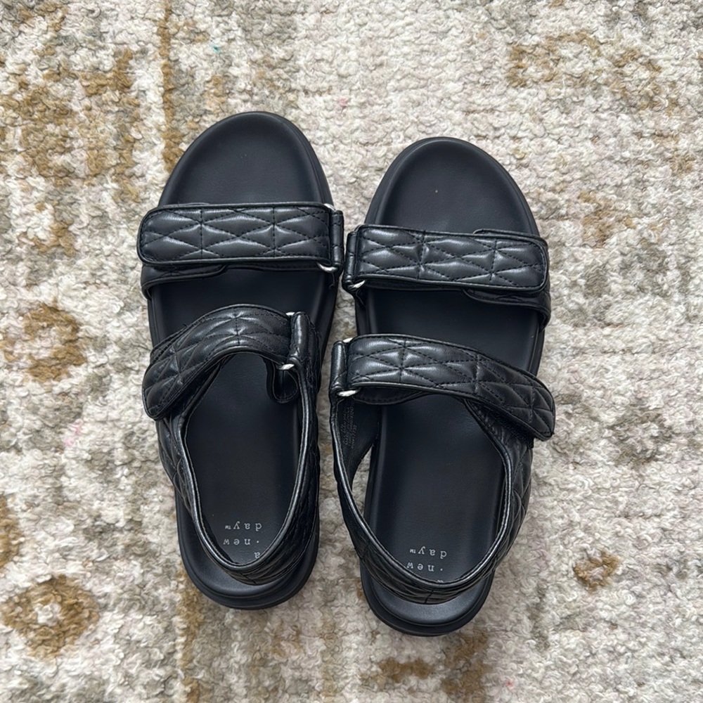 A New Day Black Quilted Dad Sandals